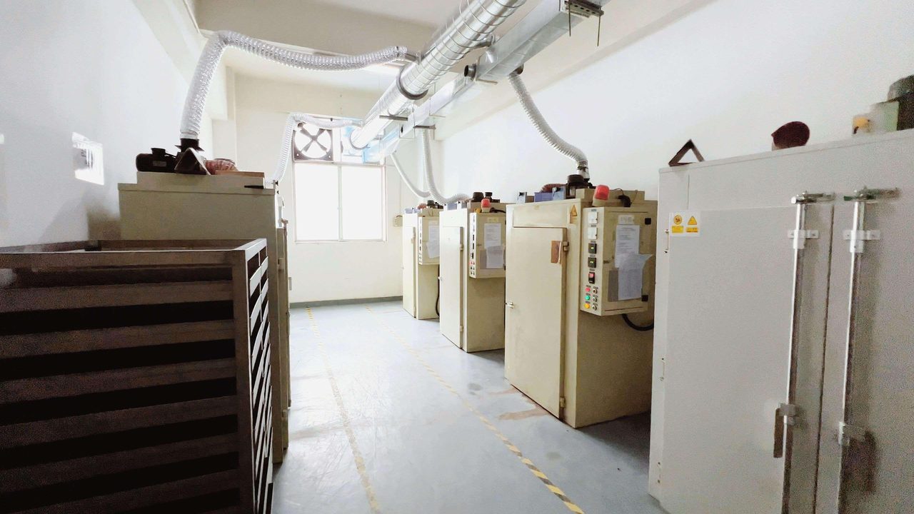 Baking room with vulcanization ovens at the Jewelives silicone factory