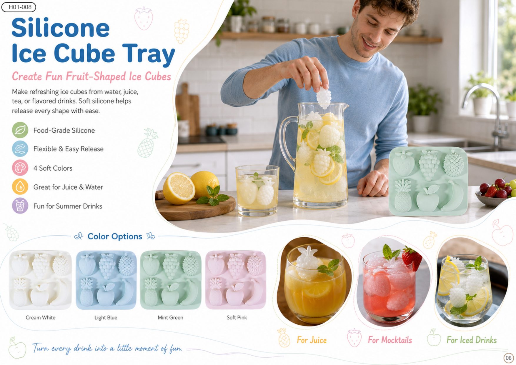 Silicone Ice Cube Tray (Fruit Shapes)