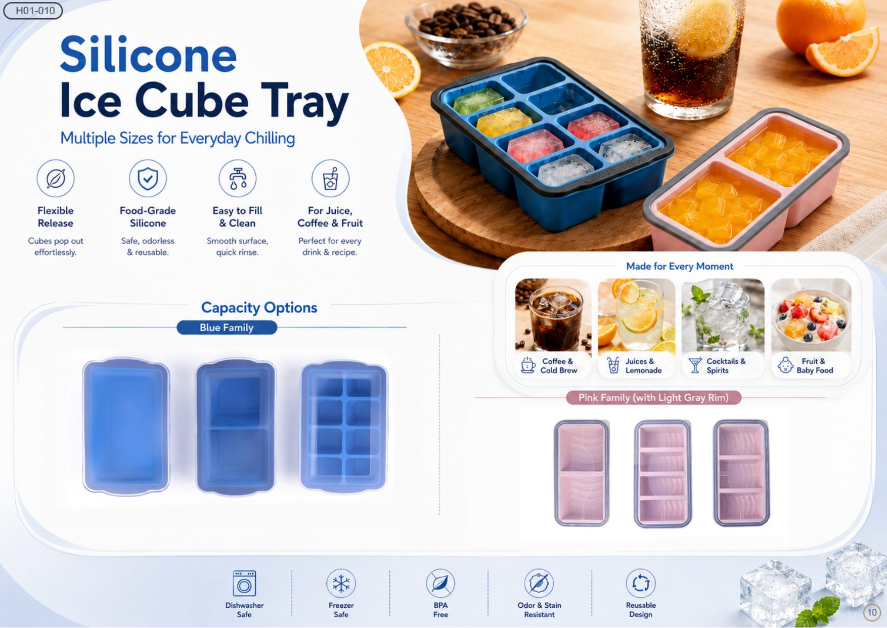 Silicone Ice Cube Tray (Multiple Sizes)