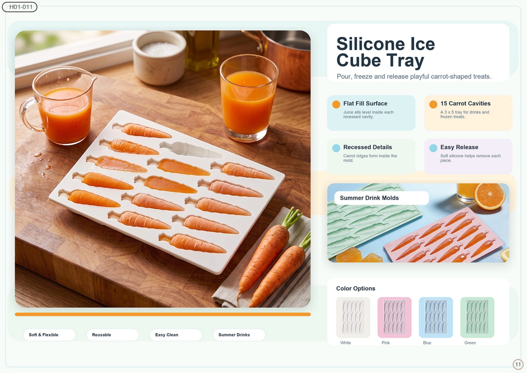 Silicone Ice Cube Tray (Carrot Shape) — H01-011