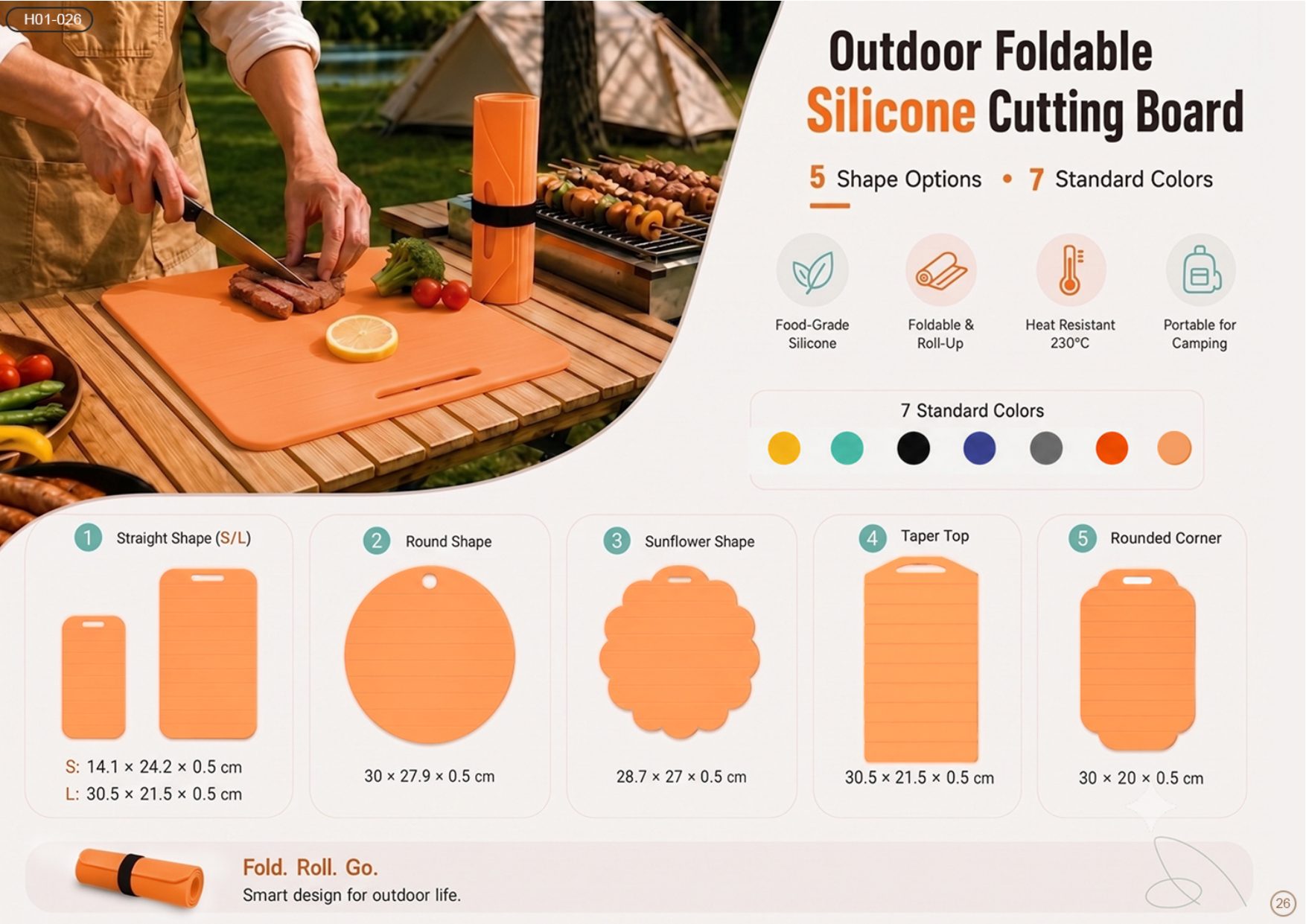 Outdoor Foldable Silicone Cutting Board